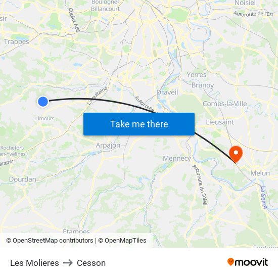 Les Molieres to Cesson map