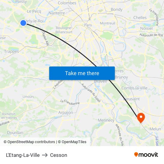 L'Etang-La-Ville to Cesson map