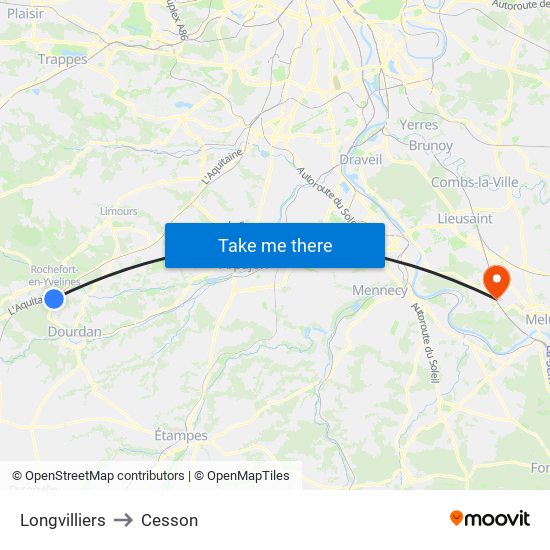 Longvilliers to Cesson map