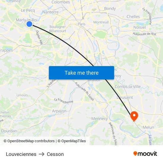 Louveciennes to Cesson map