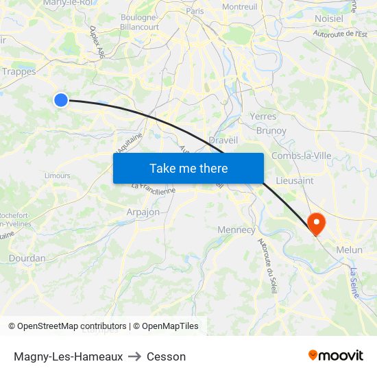 Magny-Les-Hameaux to Cesson map