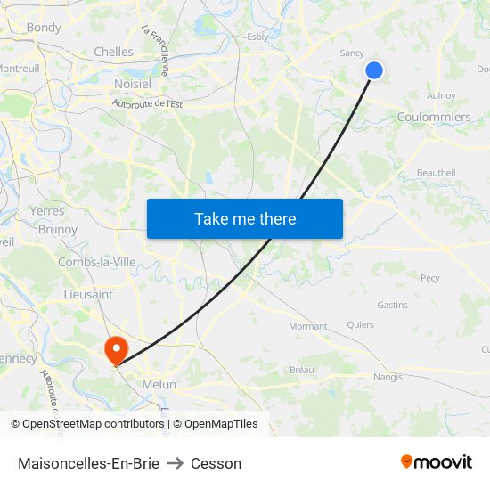 Maisoncelles-En-Brie to Cesson map