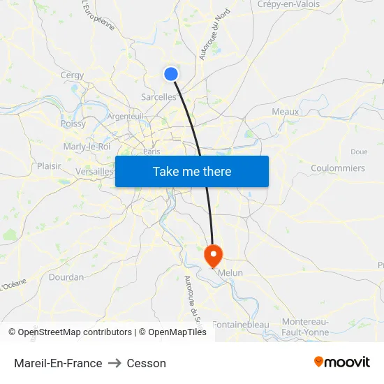 Mareil-En-France to Cesson map