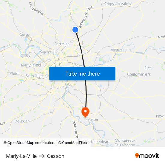 Marly-La-Ville to Cesson map