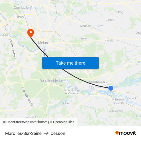 Marolles-Sur-Seine to Cesson map