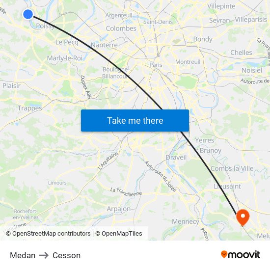 Medan to Cesson map