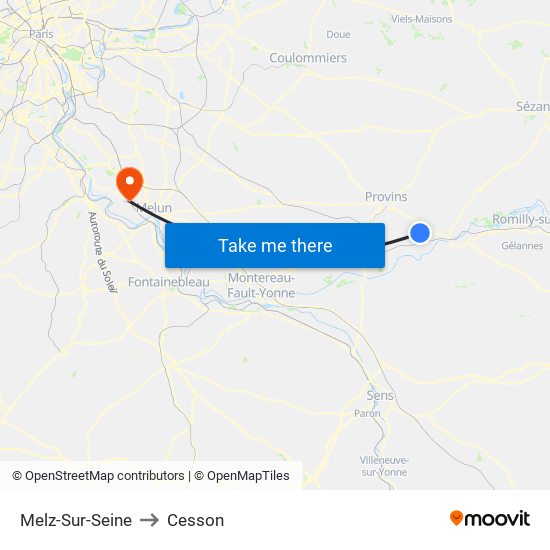 Melz-Sur-Seine to Cesson map