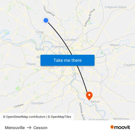 Menouville to Cesson map