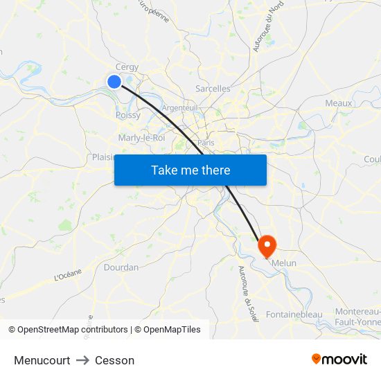 Menucourt to Cesson map