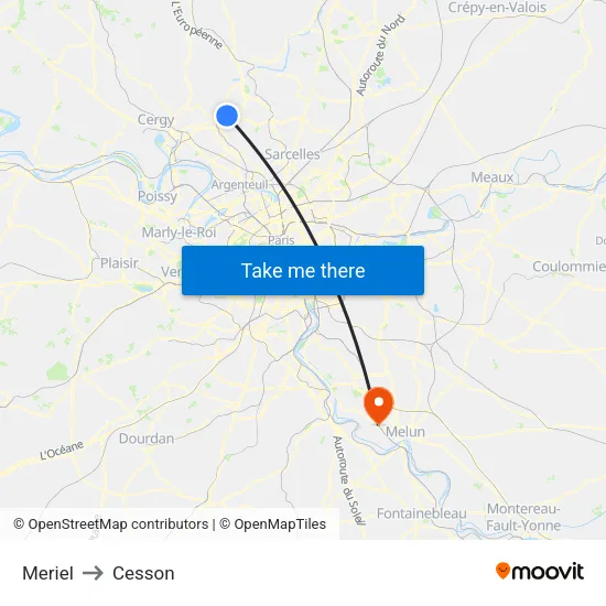 Meriel to Cesson map