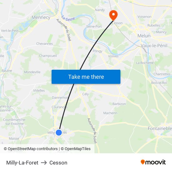 Milly-La-Foret to Cesson map