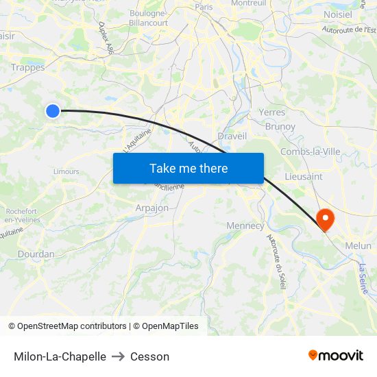 Milon-La-Chapelle to Cesson map