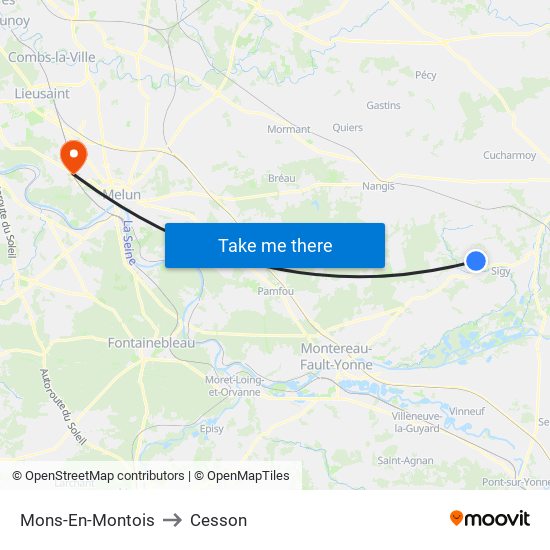 Mons-En-Montois to Cesson map
