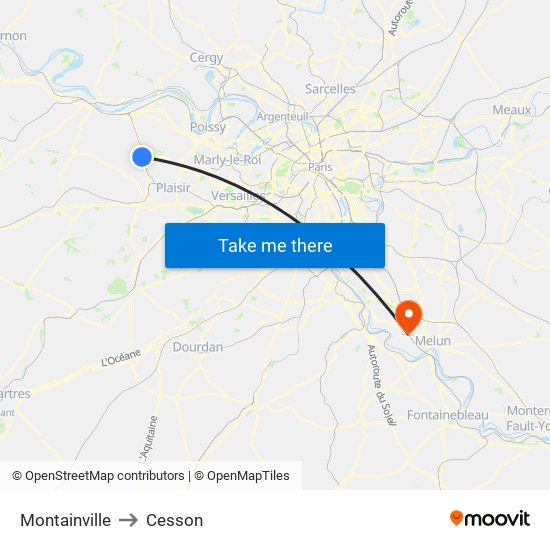 Montainville to Cesson map