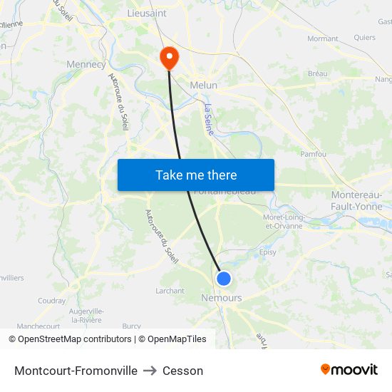 Montcourt-Fromonville to Cesson map