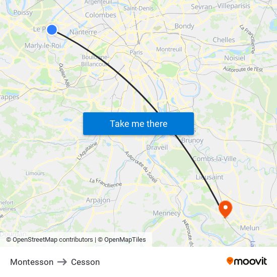 Montesson to Cesson map