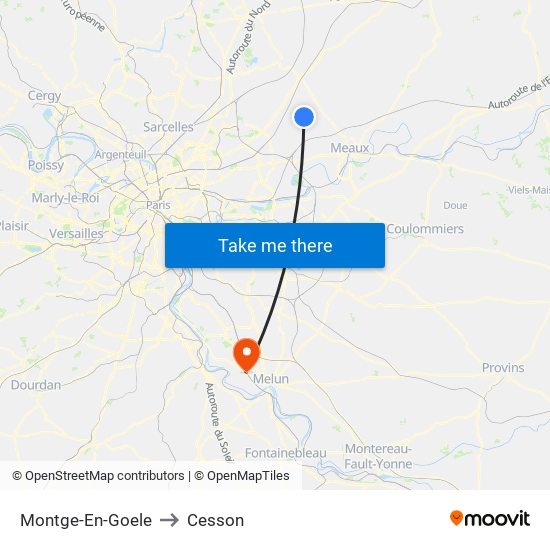 Montge-En-Goele to Cesson map