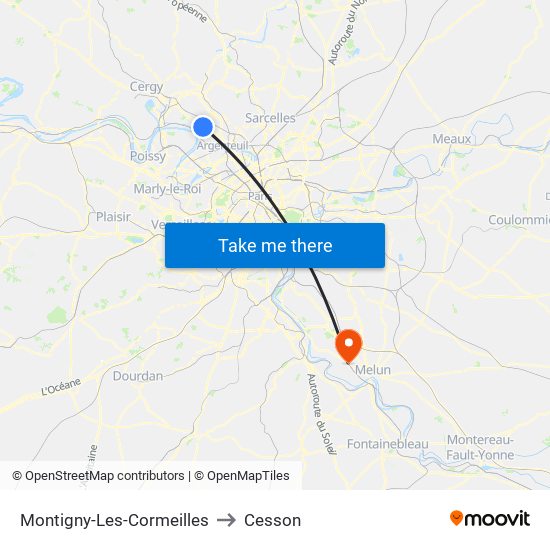 Montigny-Les-Cormeilles to Cesson map