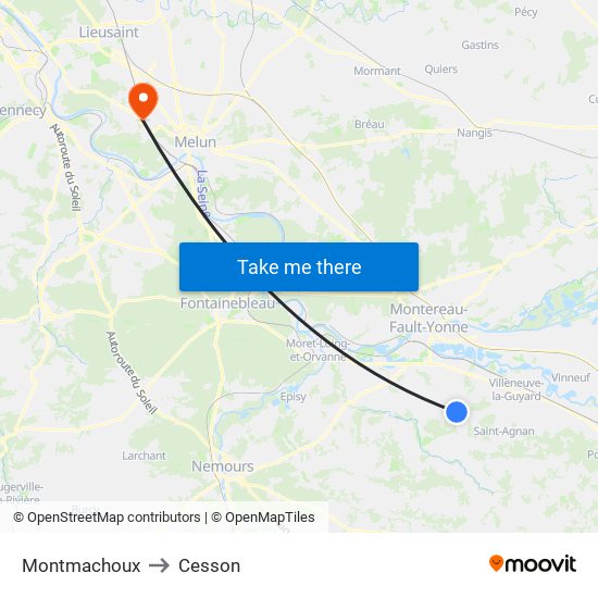 Montmachoux to Cesson map