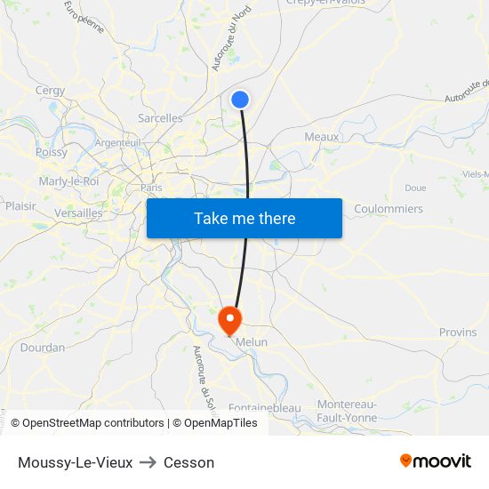 Moussy-Le-Vieux to Cesson map