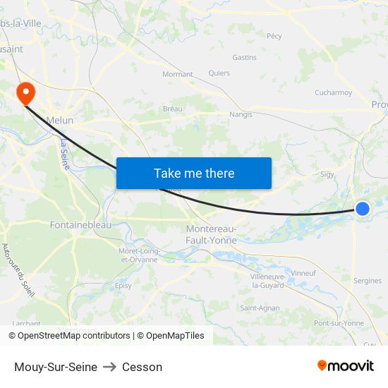 Mouy-Sur-Seine to Cesson map