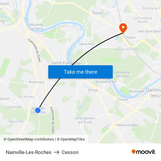 Nainville-Les-Roches to Cesson map