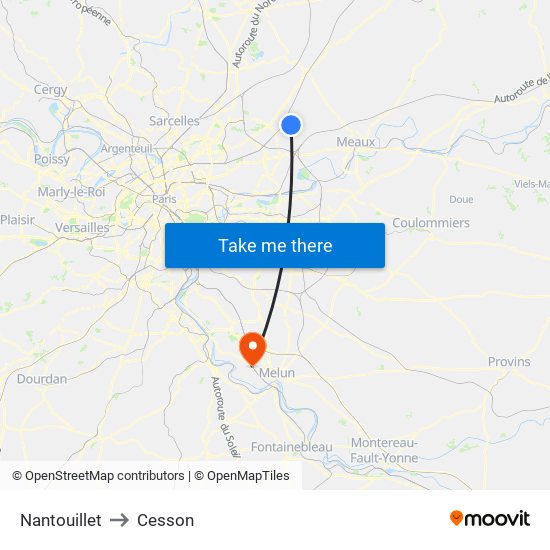 Nantouillet to Cesson map