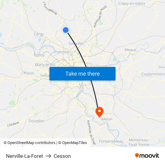 Nerville-La-Foret to Cesson map