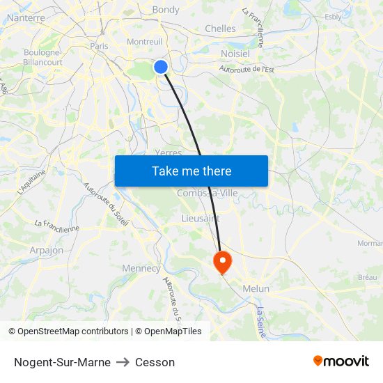 Nogent-Sur-Marne to Cesson map