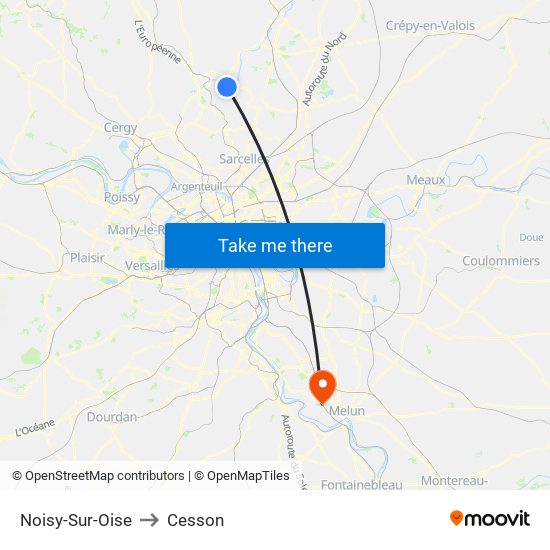 Noisy-Sur-Oise to Cesson map