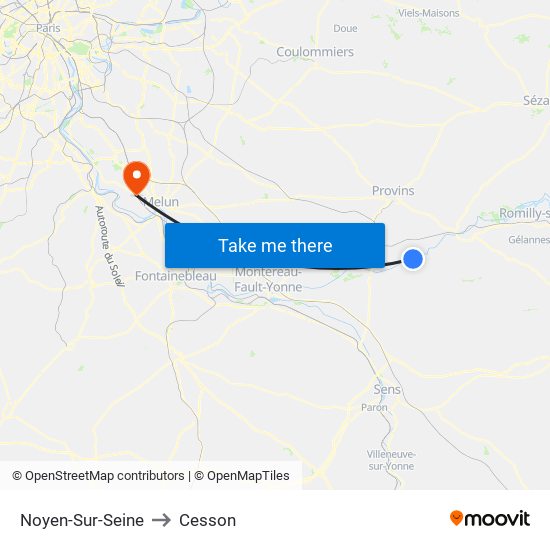 Noyen-Sur-Seine to Cesson map