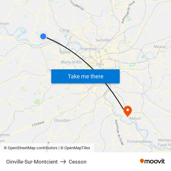 Oinville-Sur-Montcient to Cesson map