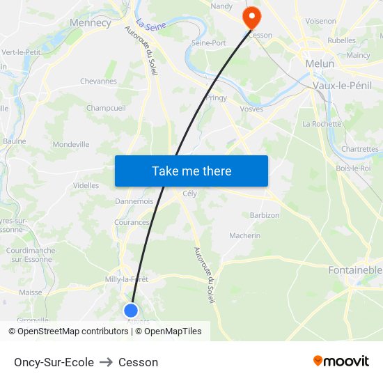 Oncy-Sur-Ecole to Cesson map