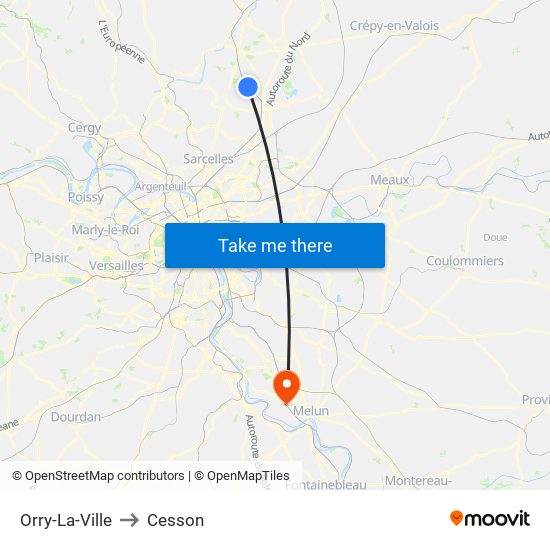 Orry-La-Ville to Cesson map