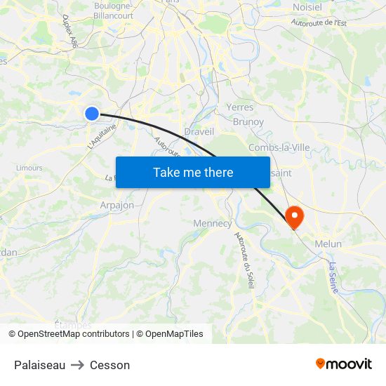 Palaiseau to Cesson map