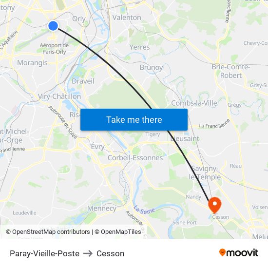 Paray-Vieille-Poste to Cesson map