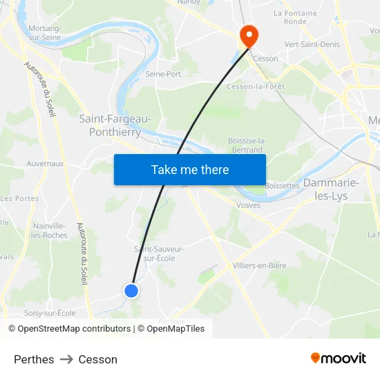 Perthes to Cesson map