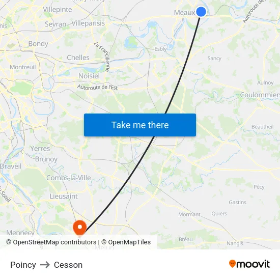 Poincy to Cesson map