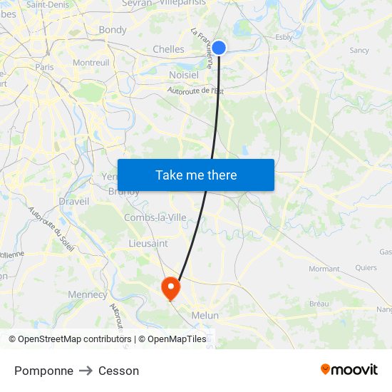 Pomponne to Cesson map
