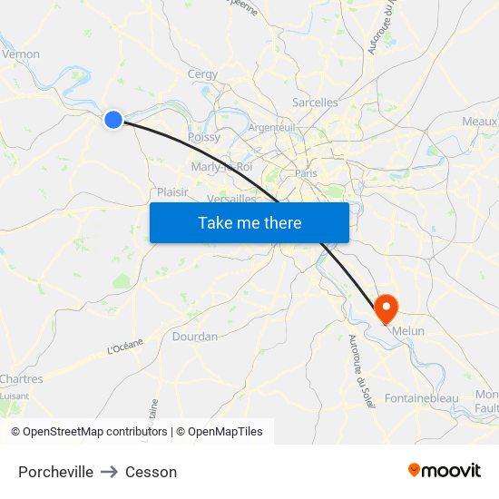 Porcheville to Cesson map