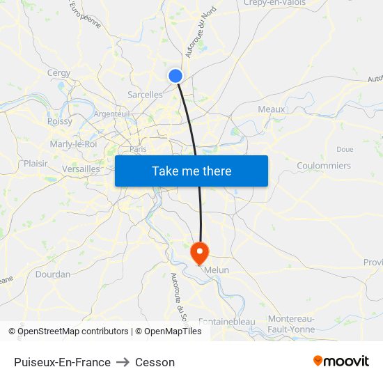 Puiseux-En-France to Cesson map