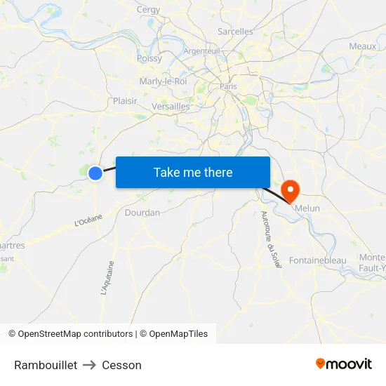 Rambouillet to Cesson map