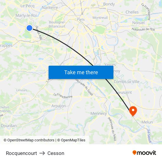 Rocquencourt to Cesson map