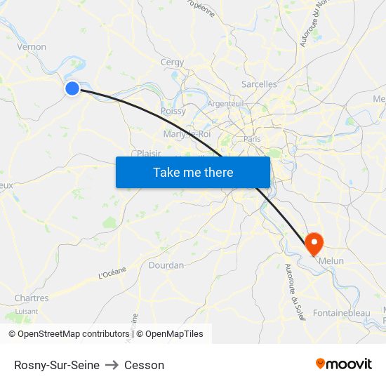 Rosny-Sur-Seine to Cesson map