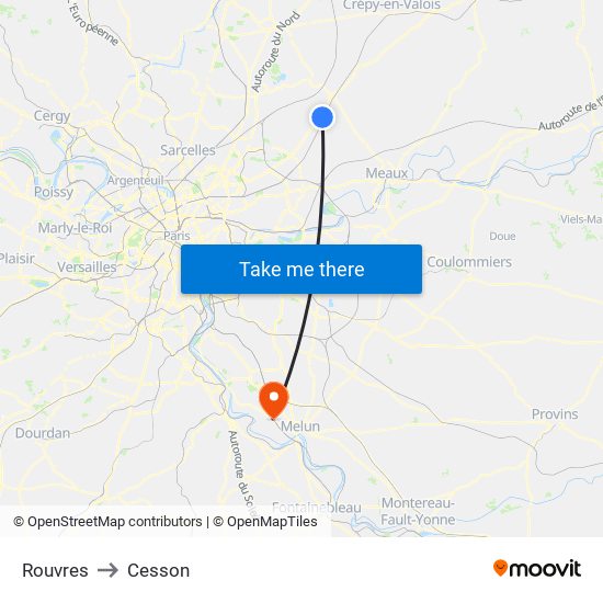 Rouvres to Cesson map