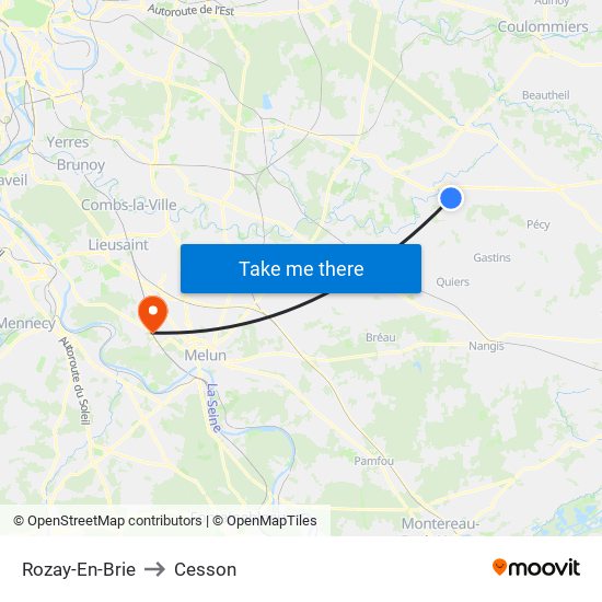 Rozay-En-Brie to Cesson map