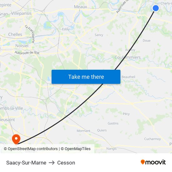 Saacy-Sur-Marne to Cesson map