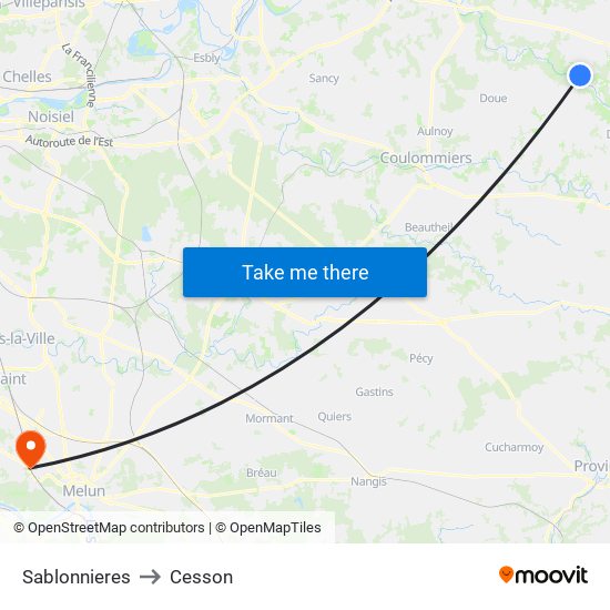 Sablonnieres to Cesson map