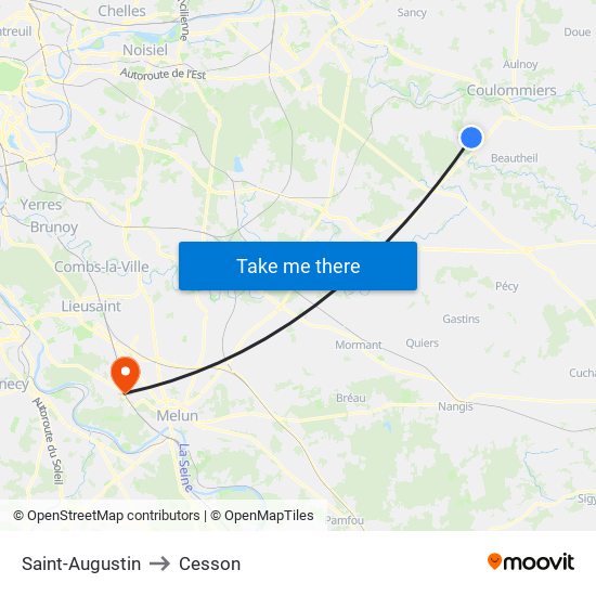 Saint-Augustin to Cesson map