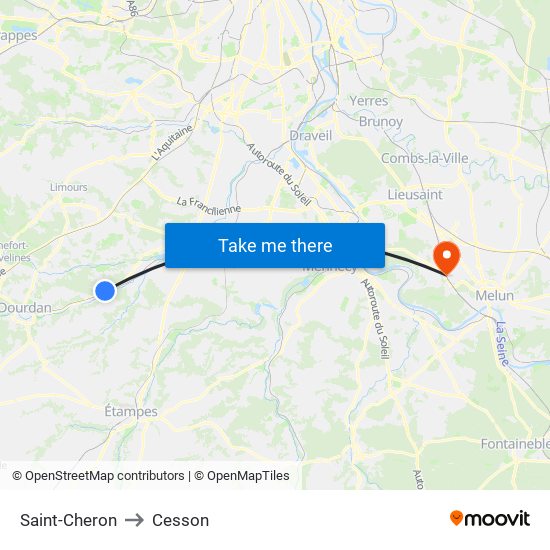 Saint-Cheron to Cesson map